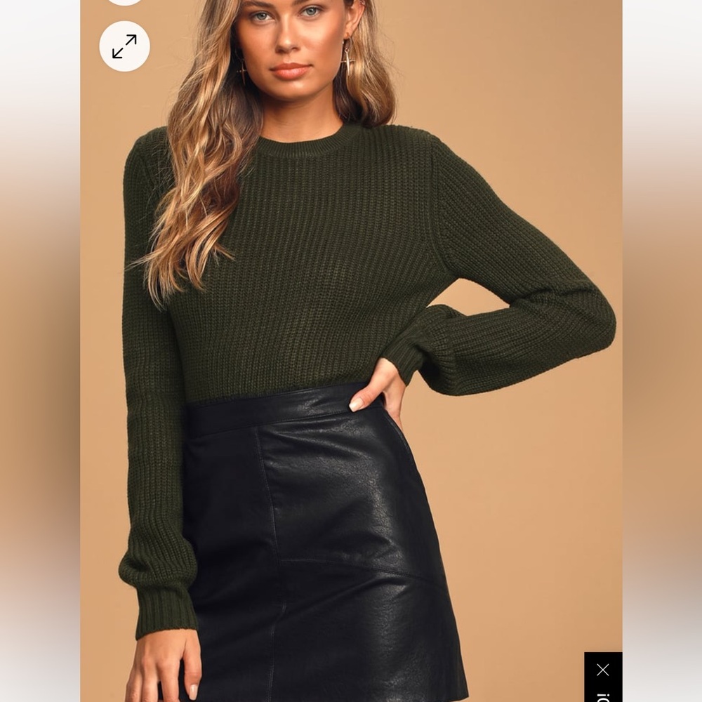 Ride On By Dark Olive Green Knit Backless Cropped Sweater